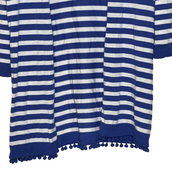Talbots Petites Open Front Cardigan Size SP Blue White Striped Womens 3/4 Sleeve - Picture 4 of 5